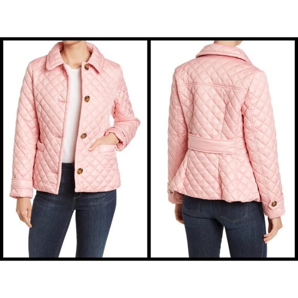 💕KATE SPADE💕 Button Down Diamond Quilted Coat ~ Medium Pink XL NWT - Picture 1 of 15